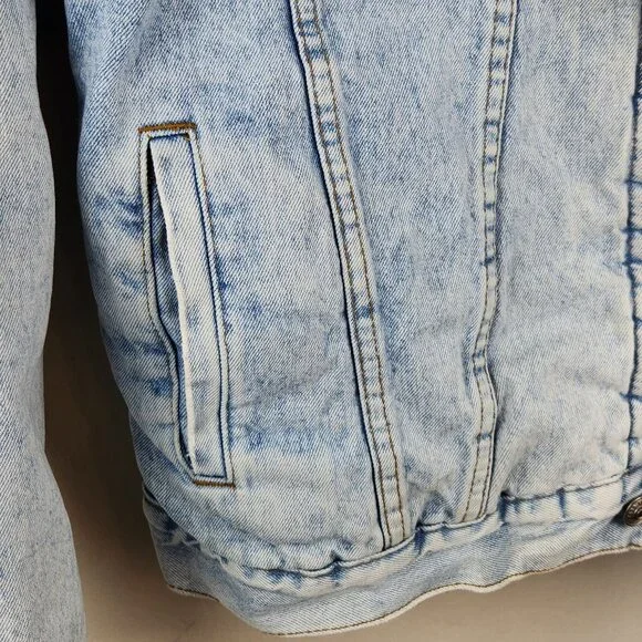 Zara Men's Faux Sherpa Lined Denim Jean Jacket sz L - Picture 5 of 13